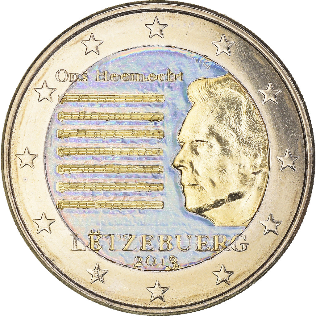 Luxemburg, 2 Euro, Hymne National, 2013, Utrecht, Colourized, UNZ+, Bi-Metallic
