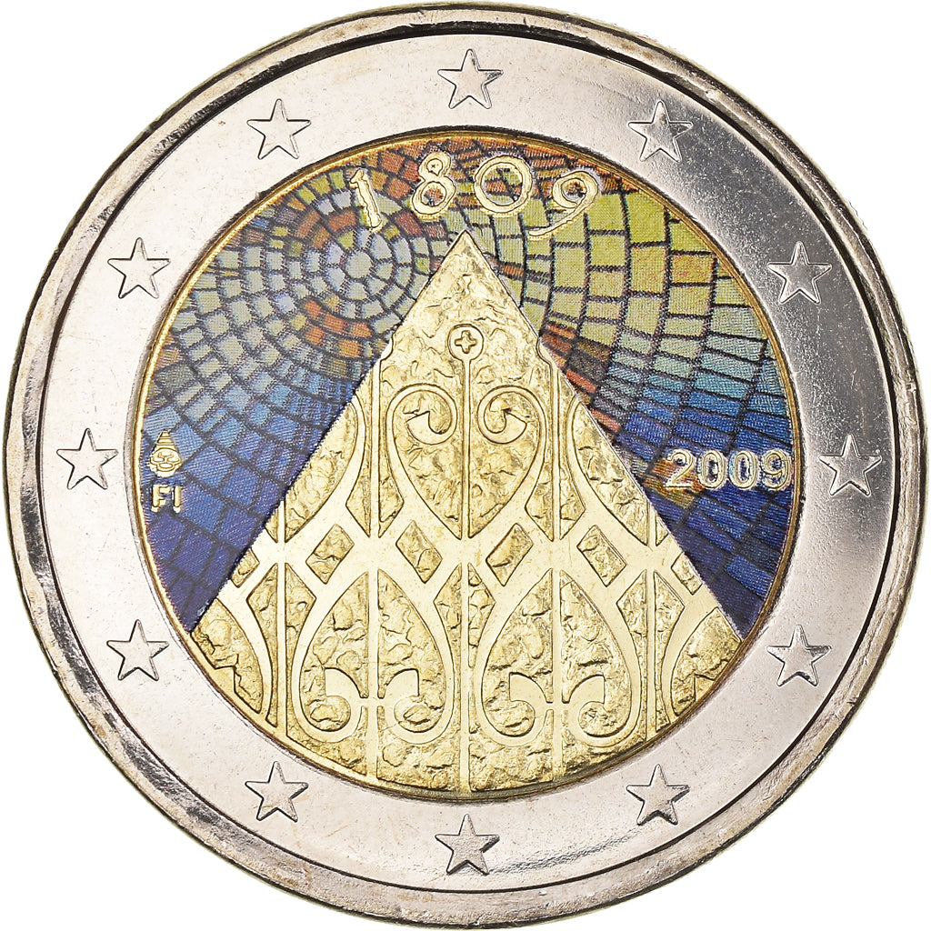 Finlândia, 2 Euro, Autonomy, 2009, Vantaa, Colourized, MS(64), Bimetálico