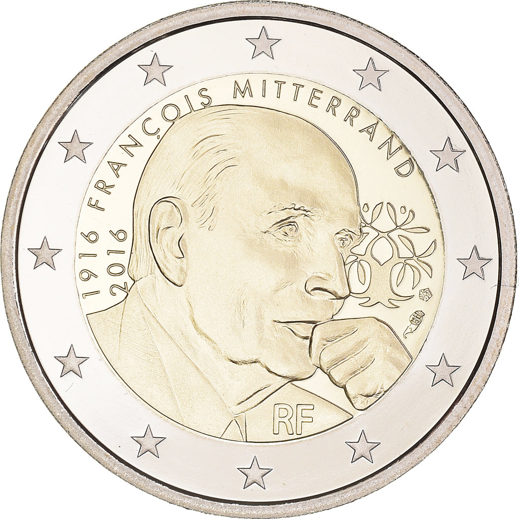 Francia, 2 Euro, François Mitterrand, 2016, Paris, BE, FDC, Bimetálico