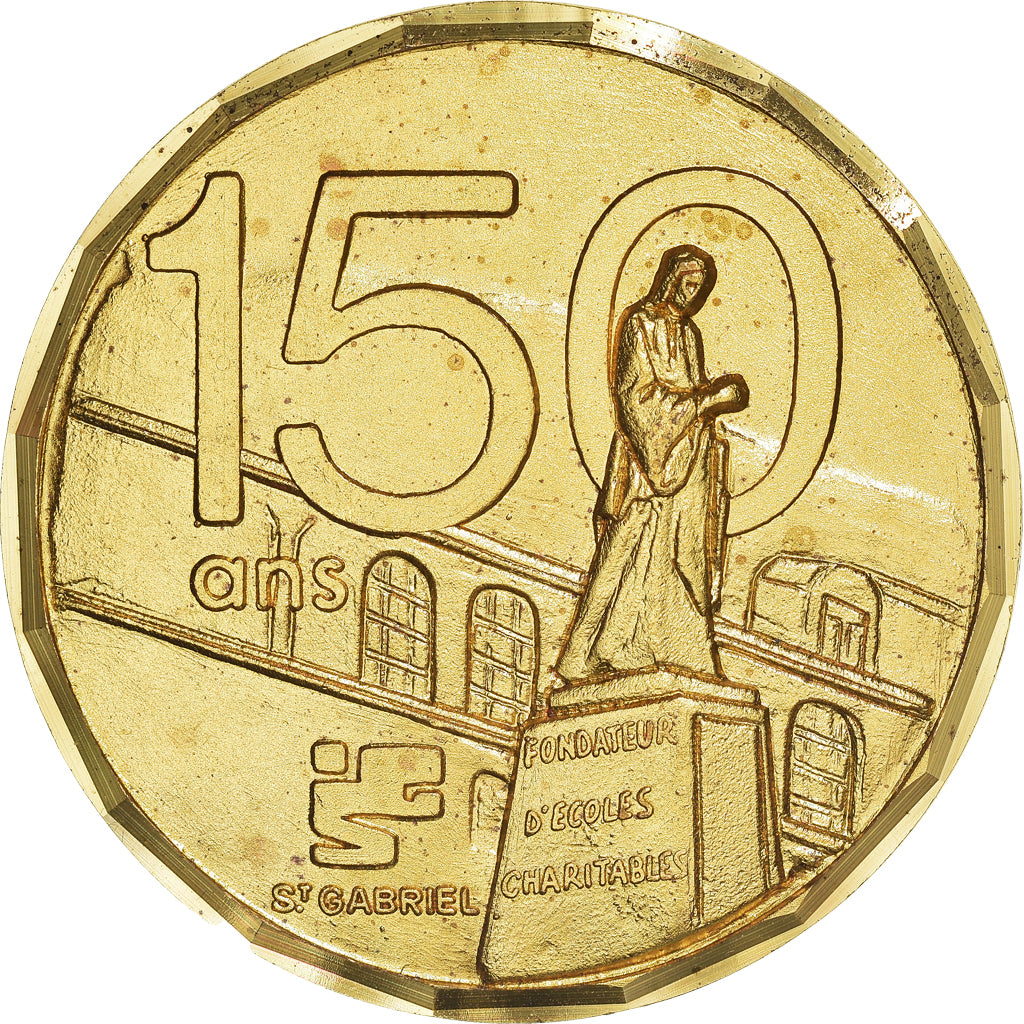 France, Medal, Institution saint Gabriel, 150 Ans, Instruction, 1988, AU(50-53)