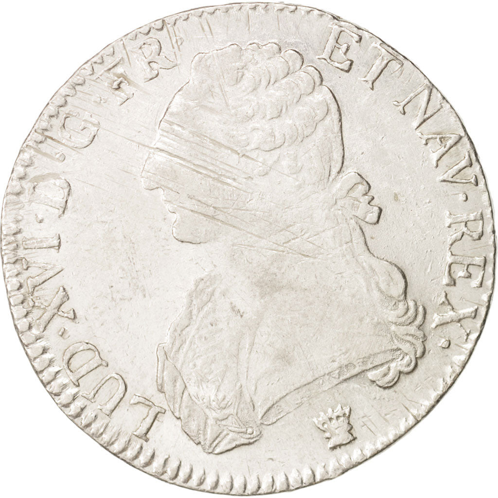 France, Louis XVI, Écu aux branches d'olivier, 1790, Limoges, VF(20-25),KM564.7