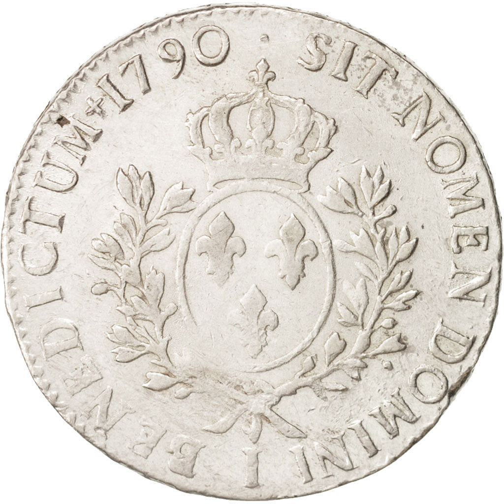France, Louis XVI, Écu aux branches d'olivier, 1790, Limoges, VF(20-25),KM564.7