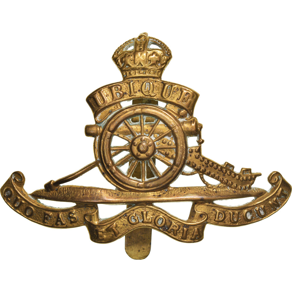 Royaume-Uni, Cap Badge, Royal Artillery Ubique, WAR, WWI, SUP, Laiton