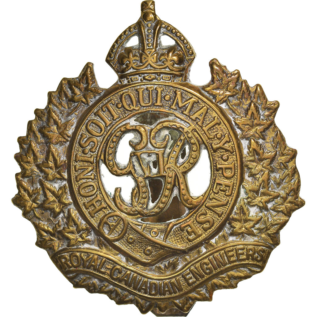 Canada, Cap Badge, Royal Canadian Engineers, WAR, WW2, AU(55-58), Brass