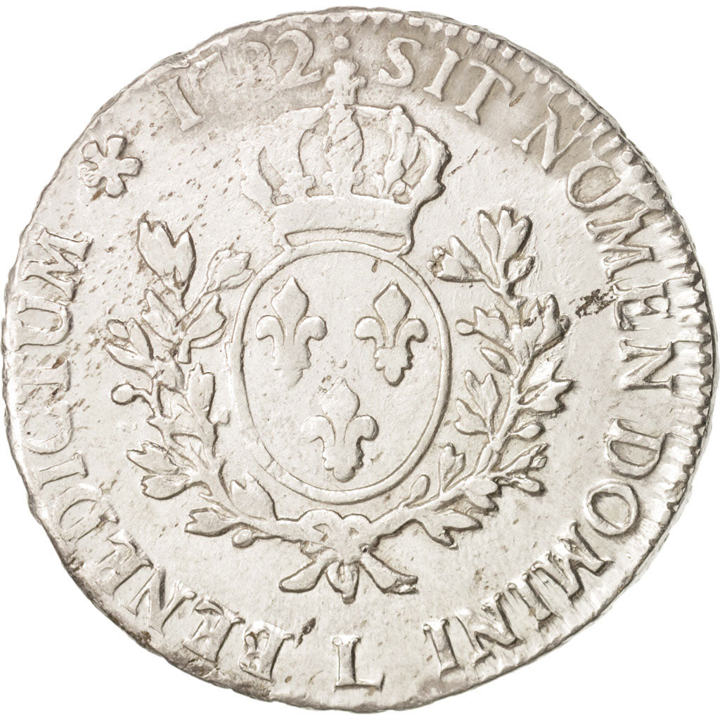 France, Louis XVI, Écu aux branches d'olivier, 1782, Bayonne, VF(20-25), KM564.9