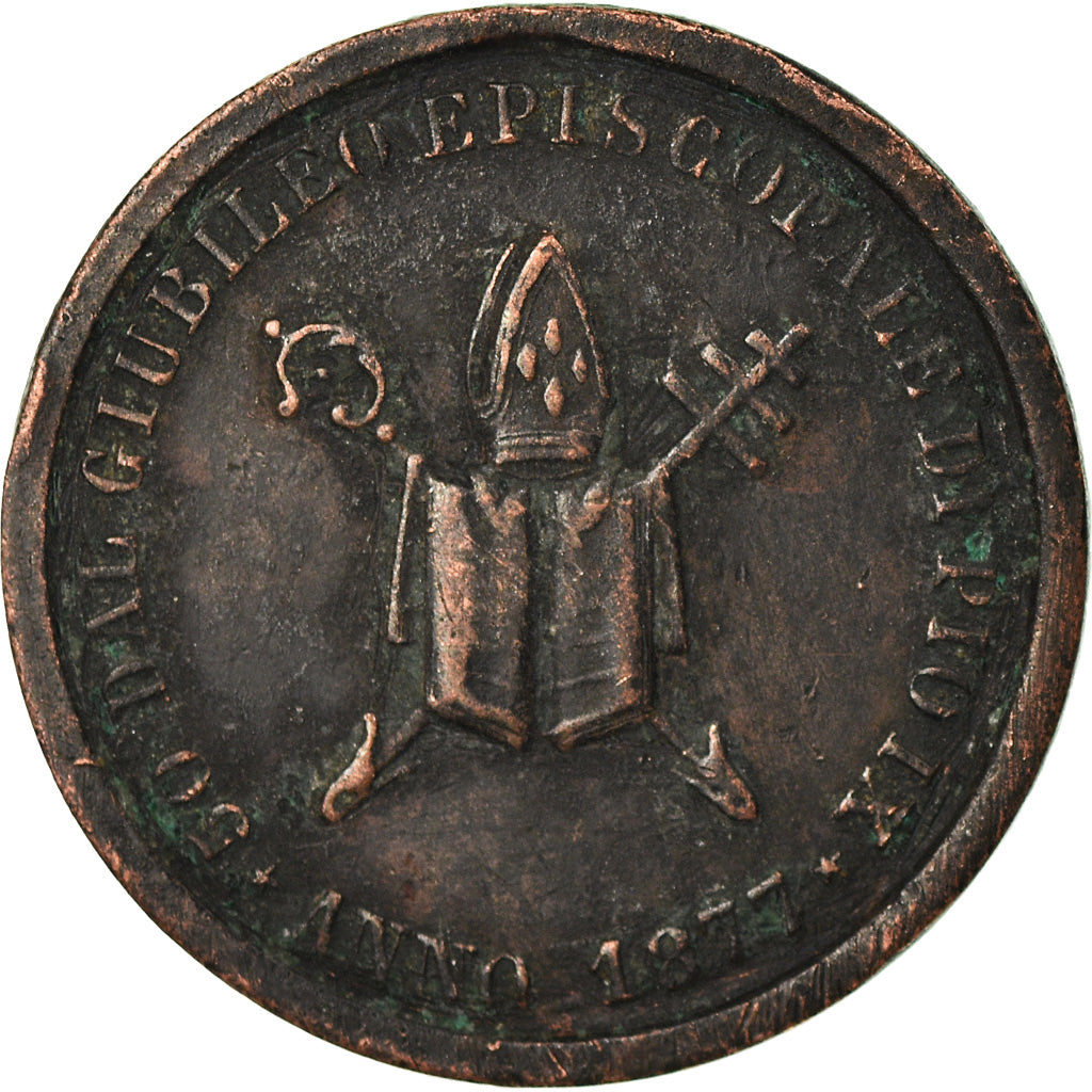 Vatican, Médaille, Pie IX, Jubilé, Rome, Religions & beliefs, 1877, TB, Cuivre