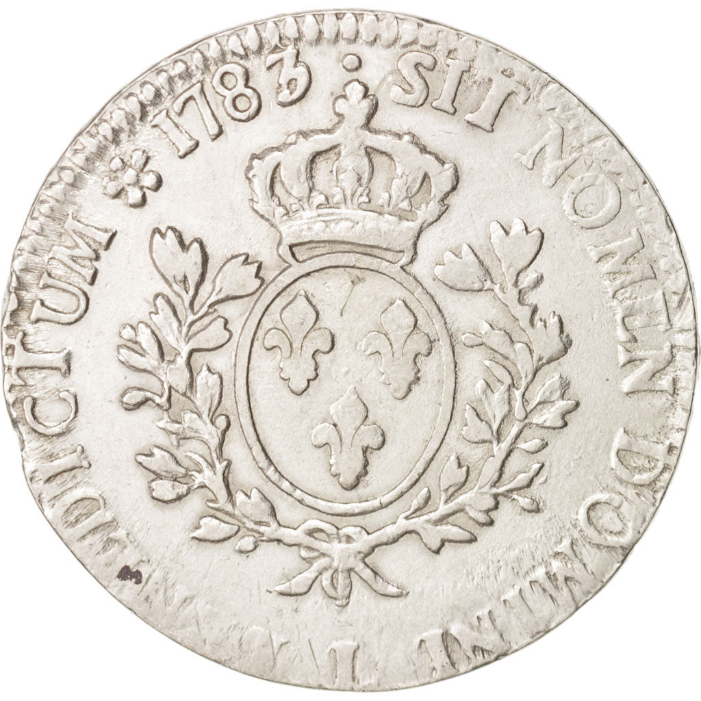 France, Louis XVI, Écu aux branches d'olivier, 1783, Bayonne, VF(20-25),KM564.9
