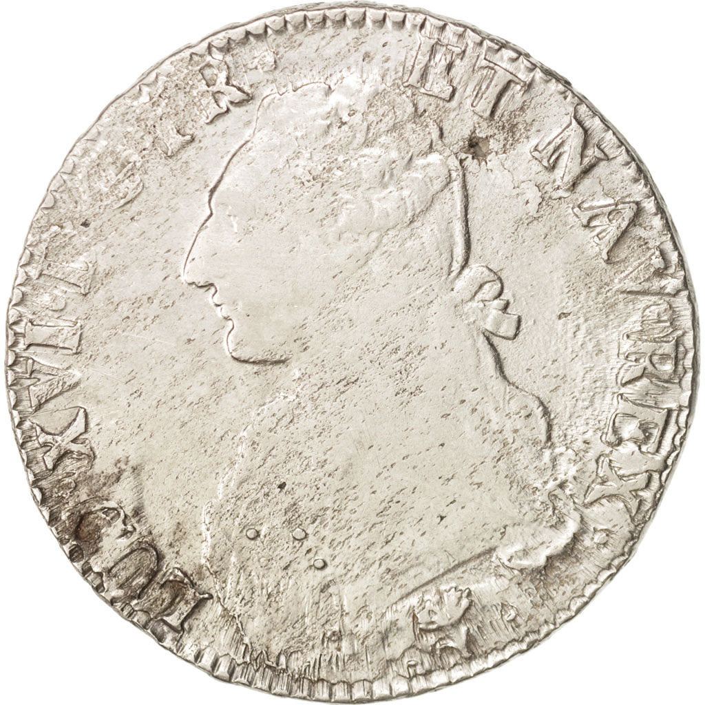 France, Louis XVI, Écu aux branches d'olivier, 1784, Bayonne, VF(20-25), KM564.9