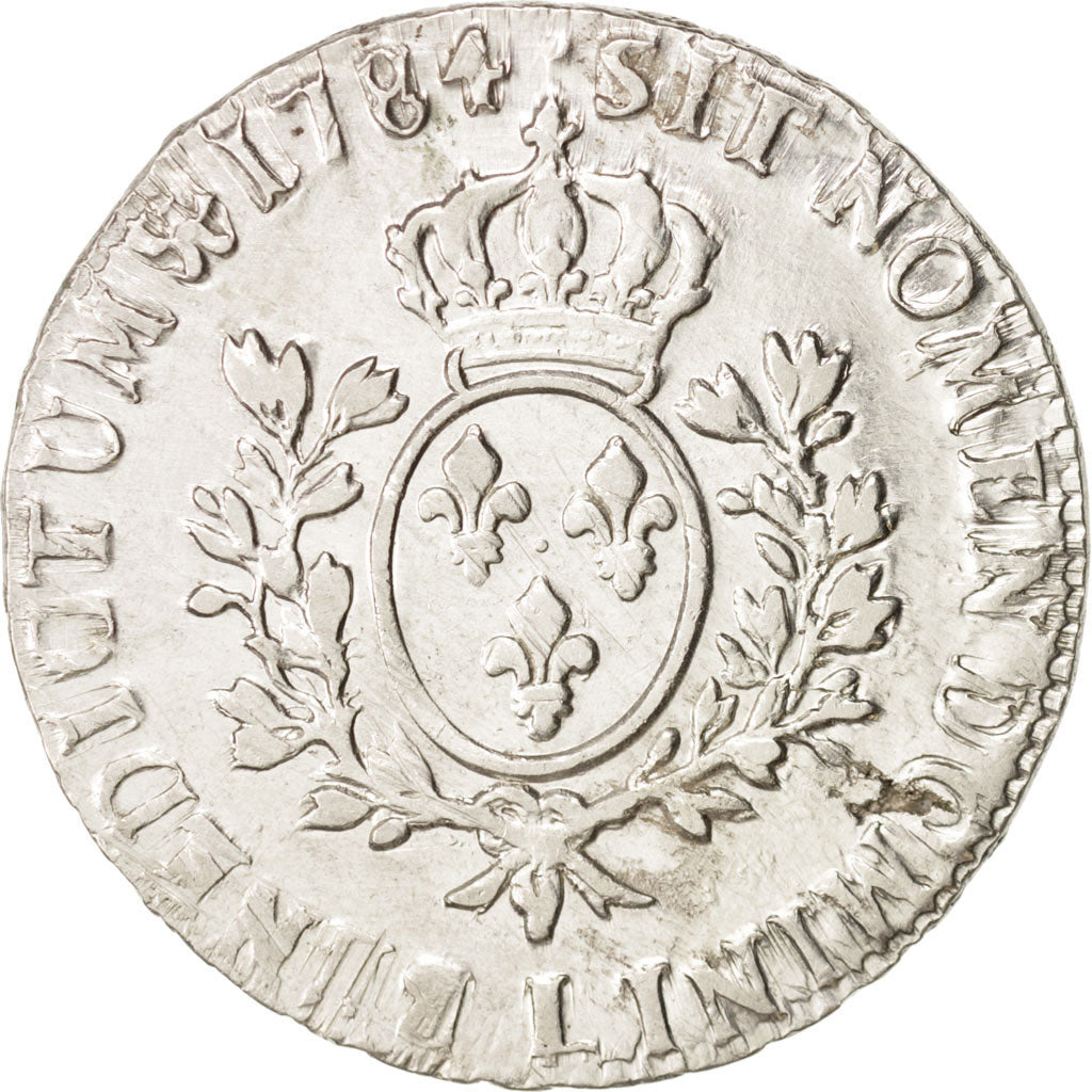 France, Louis XVI, Écu aux branches d'olivier, 1784, Bayonne, VF(20-25), KM564.9