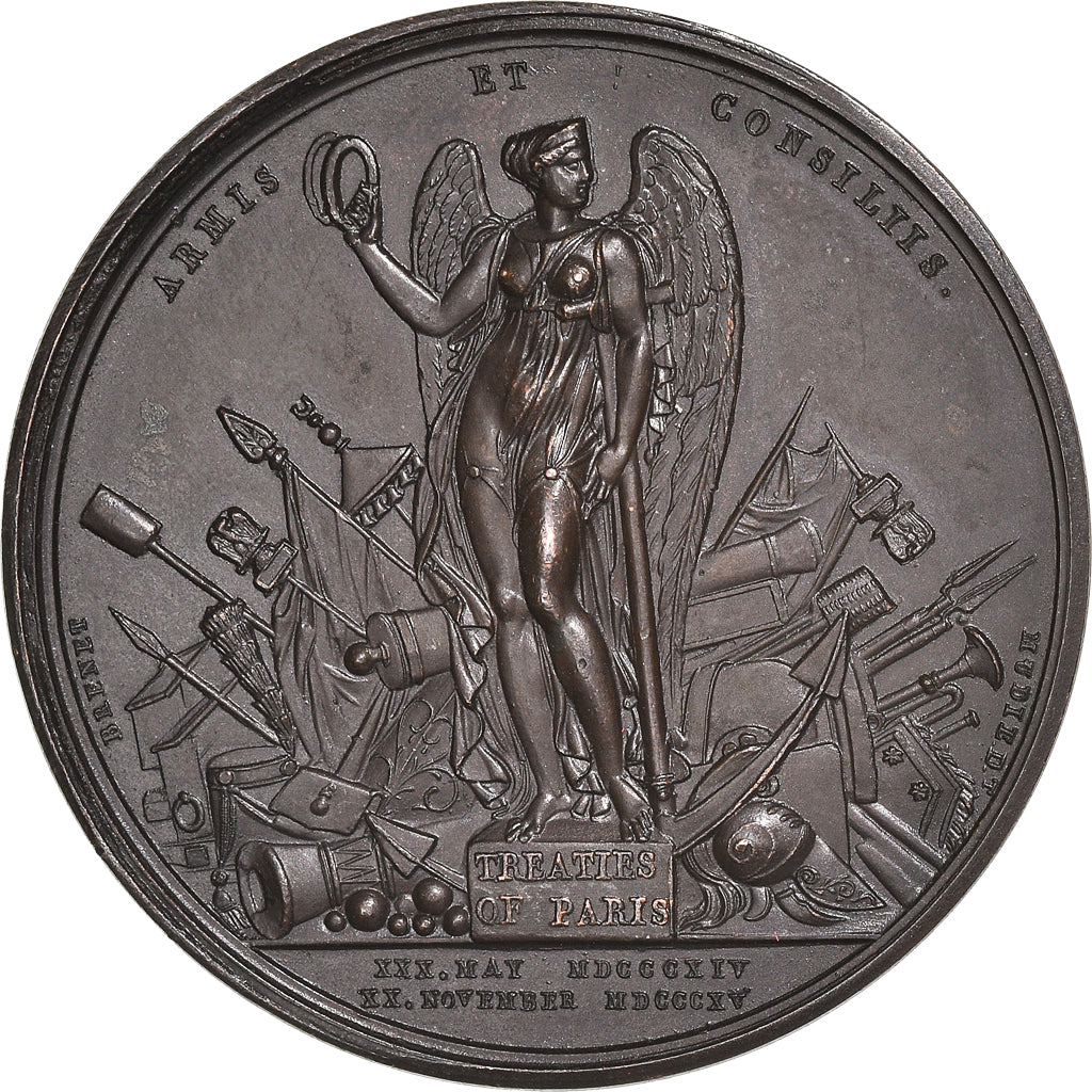 Royaume-Uni, Médaille, George Prince Regent, Treatis of Paris, 1816, Mudied