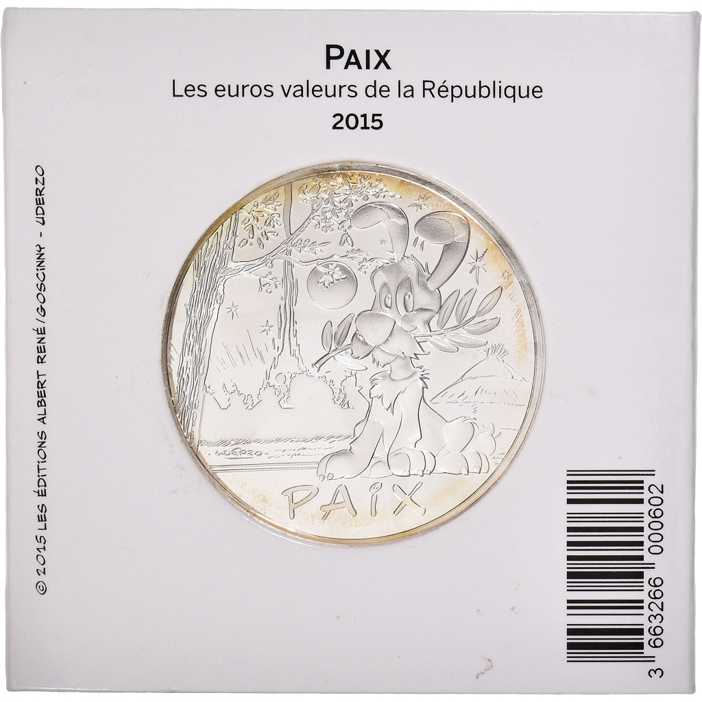 France, 50 Euro, Astérix, Paix, 2015, Paris, MS(65-70), Silver