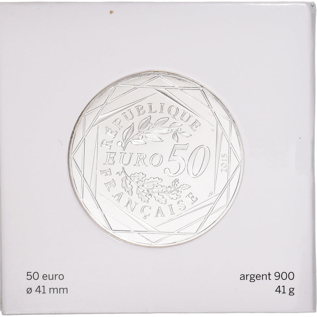 France, 50 Euro, Astérix, Paix, 2015, Paris, MS(65-70), Silver
