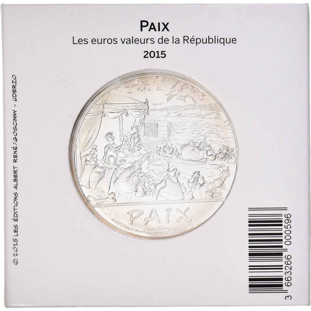 France, 50 Euro, Astérix, Paix, 2015, Paris, FDC, MS(65-70), Silver