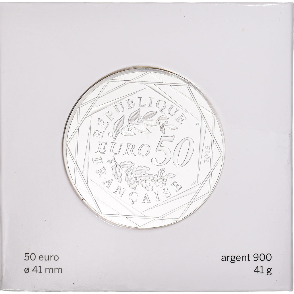 France, 50 Euro, Astérix, Paix, 2015, Paris, FDC, MS(65-70), Silver
