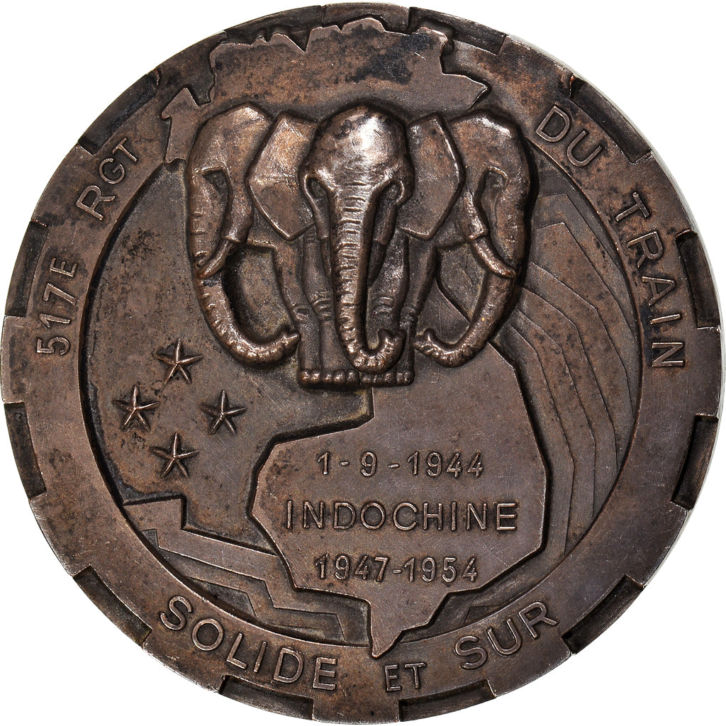 France, Médaille, 517ème Régiment du Train, Indochine, Fraisse, TTB+, Bronze