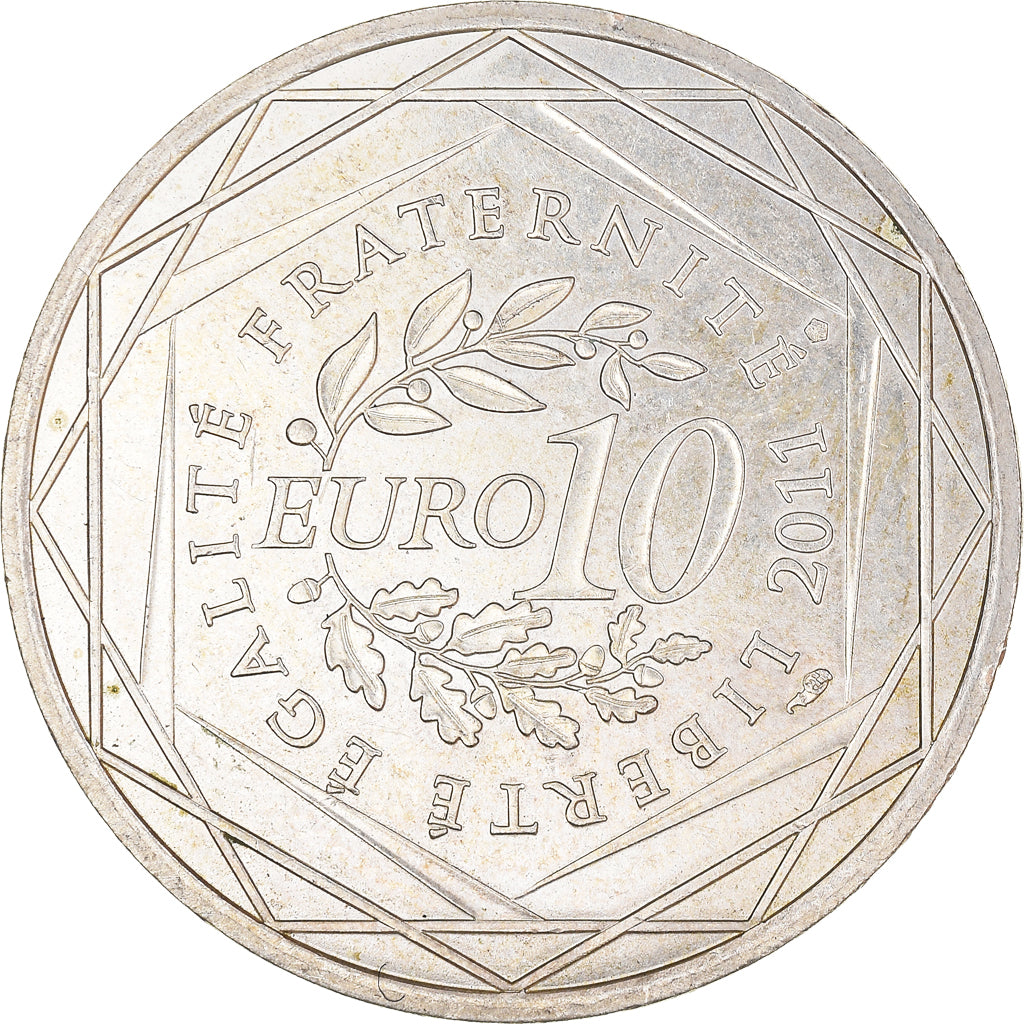France, 10 Euro, Mayotte, 2011, AU(55-58), Silver