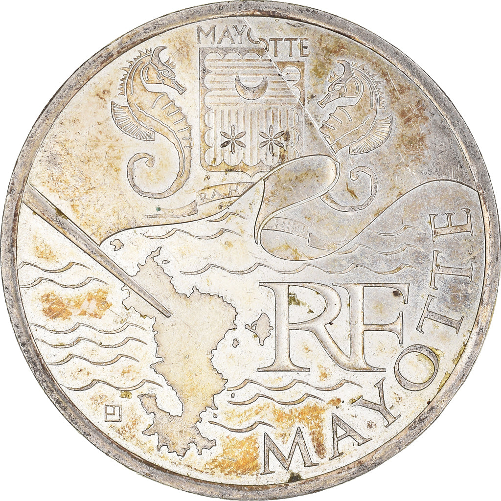 France, 10 Euro, Mayotte, 2011, AU(50-53), Silver