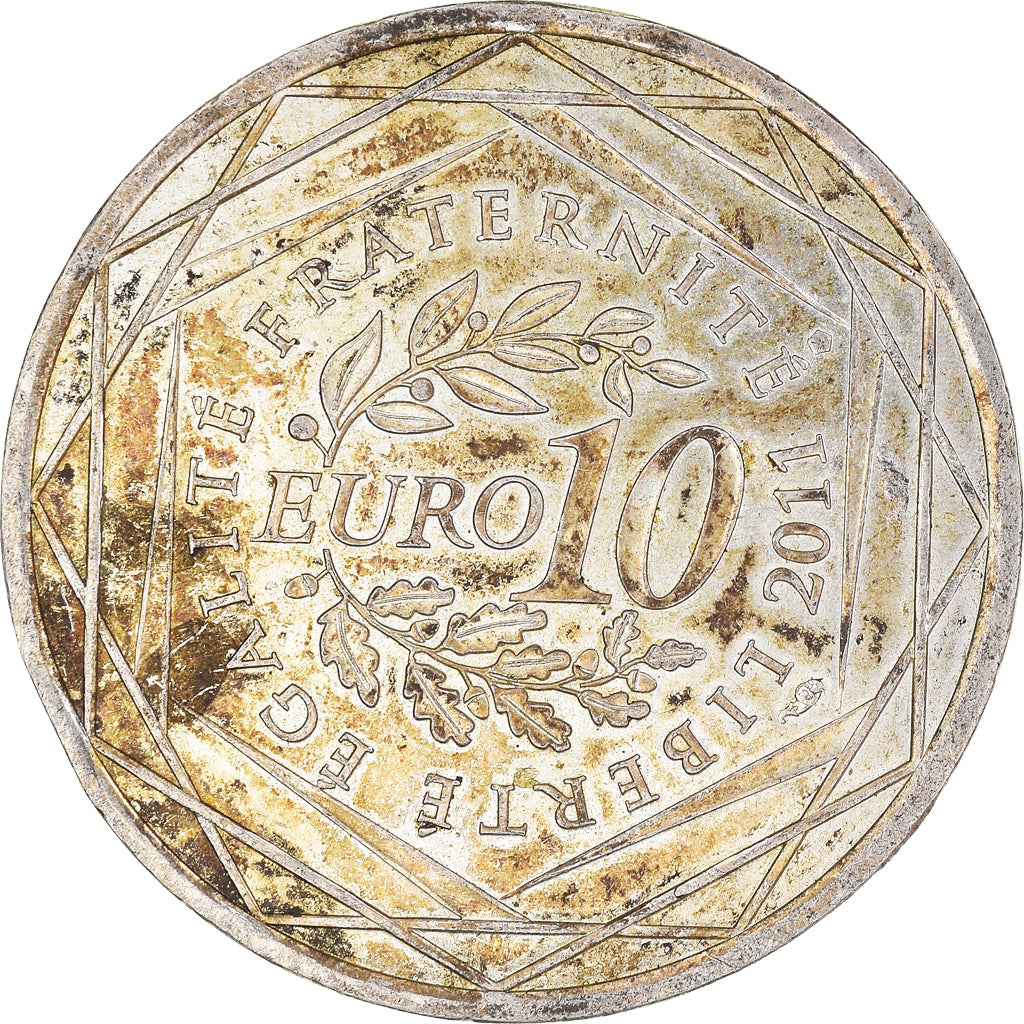 France, 10 Euro, Mayotte, 2011, AU(50-53), Silver