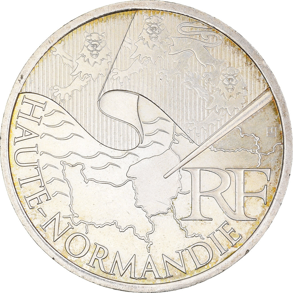 France, 10 Euro, Haute Normandie, 2010, MS(60-62), Silver