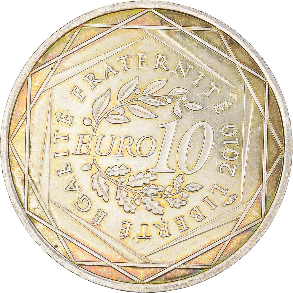 France, 10 Euro, Haute Normandie, 2010, MS(60-62), Silver