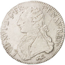 France, Louis XVI, Écu aux branches d'olivier, 1777, Lyon, VF(30-35), KM 564.5