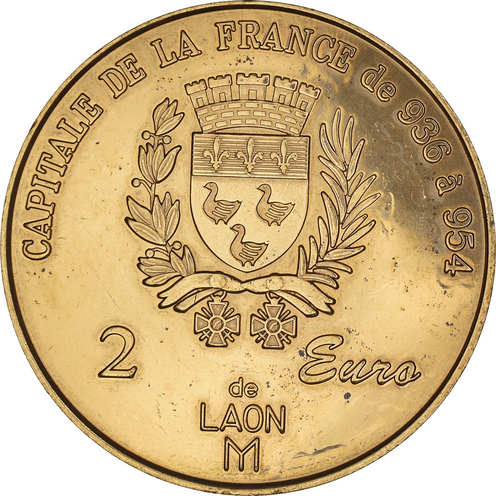 France, 2 Euro, Laon - Cathédrale Notre Dame, 1998, Euro des villes, SUP