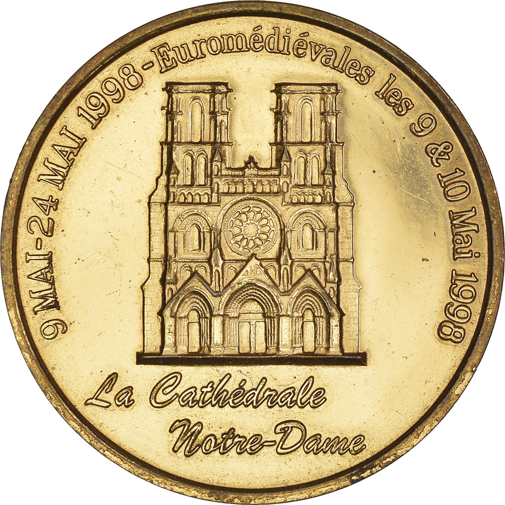 França, 2 Euro, Laon - Cathédrale Notre Dame, 1998, Euro des villes