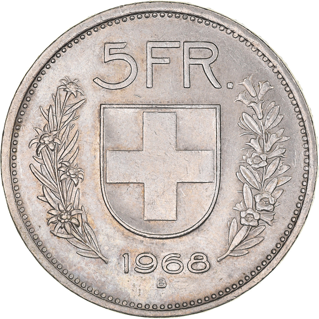 Moneta, Svizzera, 5 Francs, 1968, Bern, BB+, Rame-nichel, KM:40a.1