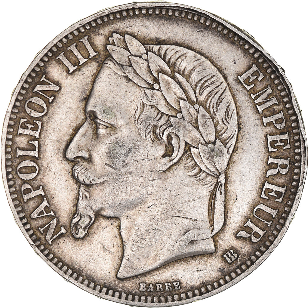 Moneta, Francia, Napoleon III, 5 Francs, 1868, Strasbourg, BB, Argento