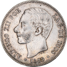 Moeda, Espanha, Alfonso XII, 5 Pesetas, 1885, Madrid, EF(40-45), Prata, KM:688
