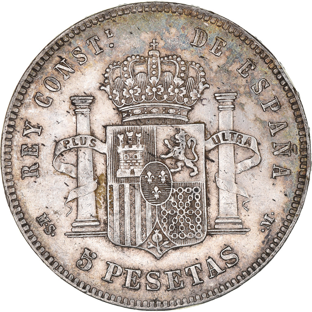Moeda, Espanha, Alfonso XII, 5 Pesetas, 1885, Madrid, EF(40-45), Prata, KM:688