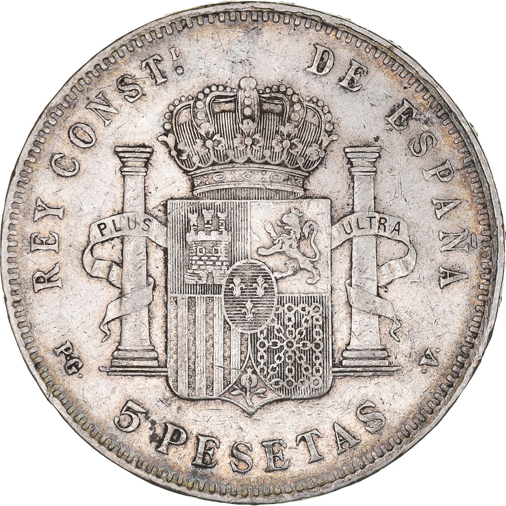 Münze, Spanien, Alfonso XIII, 5 Pesetas, 1896, Valencia, SS+, Silber, KM:707