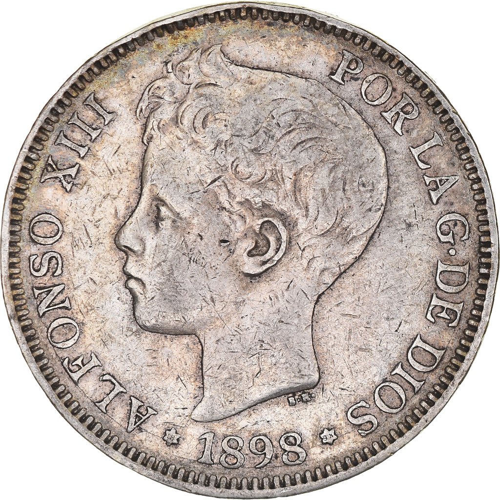 Monnaie, Espagne, Alfonso XIII, 5 Pesetas, 1898, Valencia, TTB, Argent, KM:707