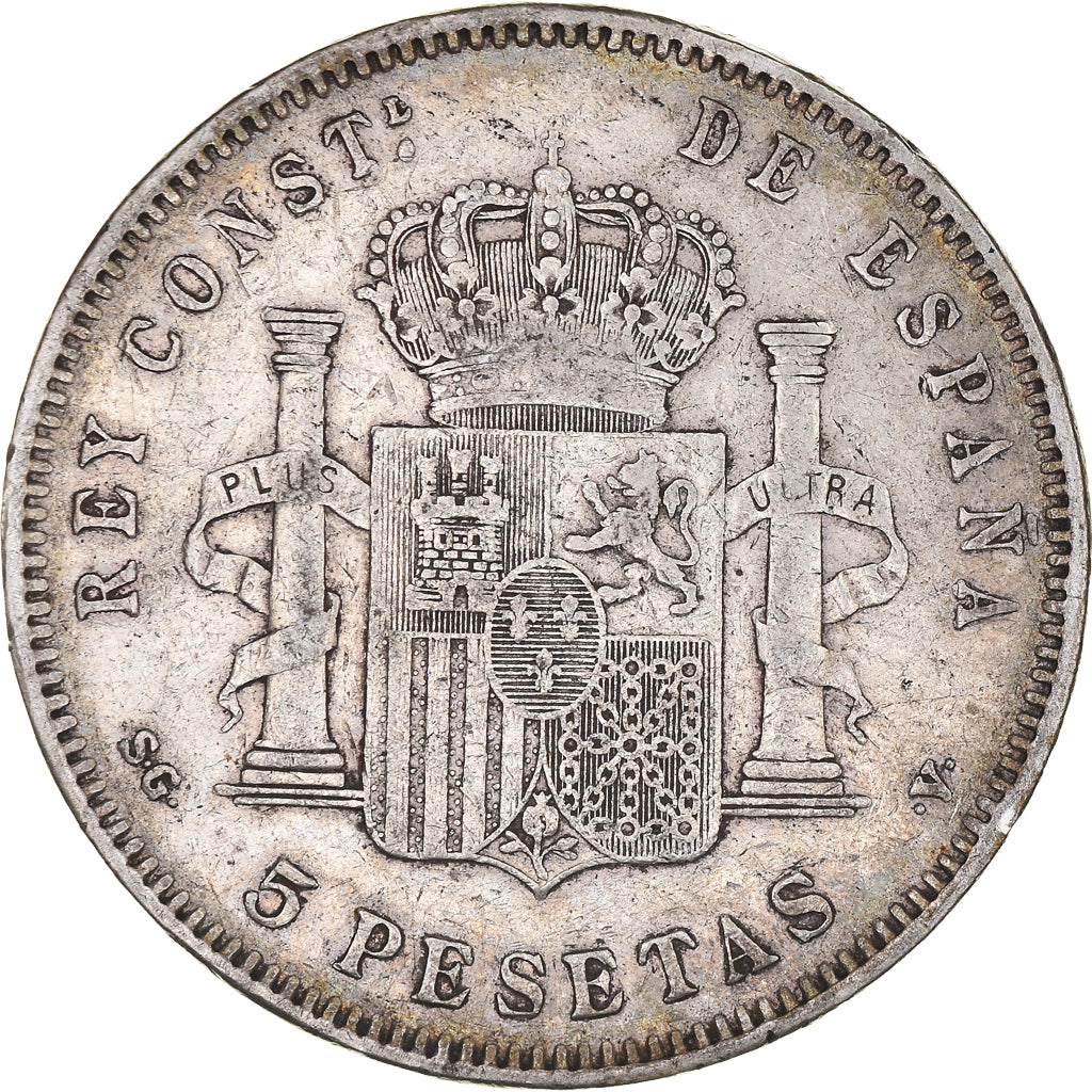 Monnaie, Espagne, Alfonso XIII, 5 Pesetas, 1898, Valencia, TTB, Argent, KM:707