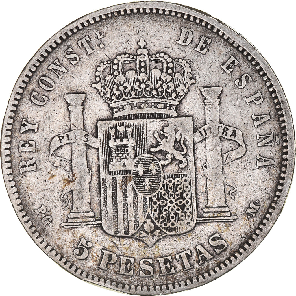 Moeda, Espanha, Alfonso XIII, 5 Pesetas, 1891, Madrid, VF(30-35), Prata, KM:689