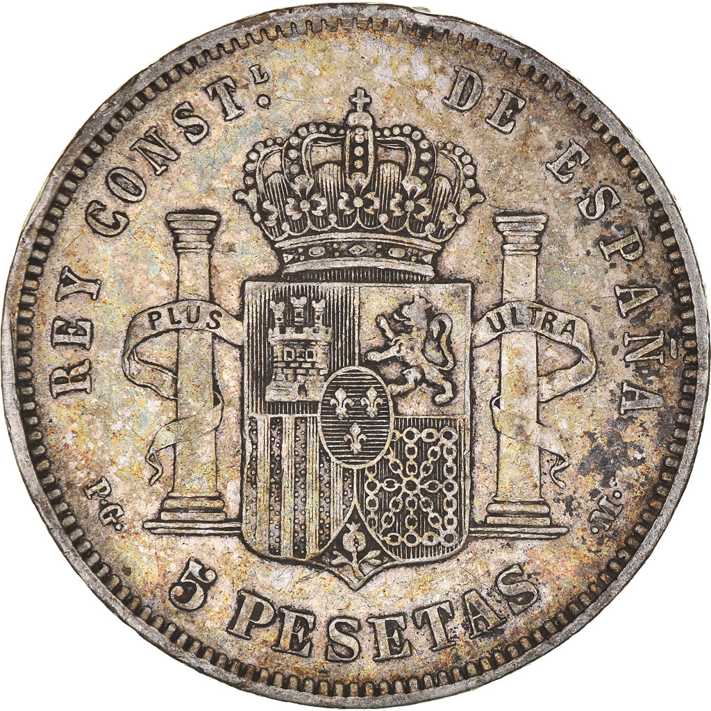 Moneta, Spagna, Alfonso XIII, 5 Pesetas, 1892, Madrid, BB, Argento, KM:689