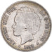 Moeda, Espanha, Alfonso XIII, 5 Pesetas, 1892, Madrid, VF(30-35), Prata, KM:700
