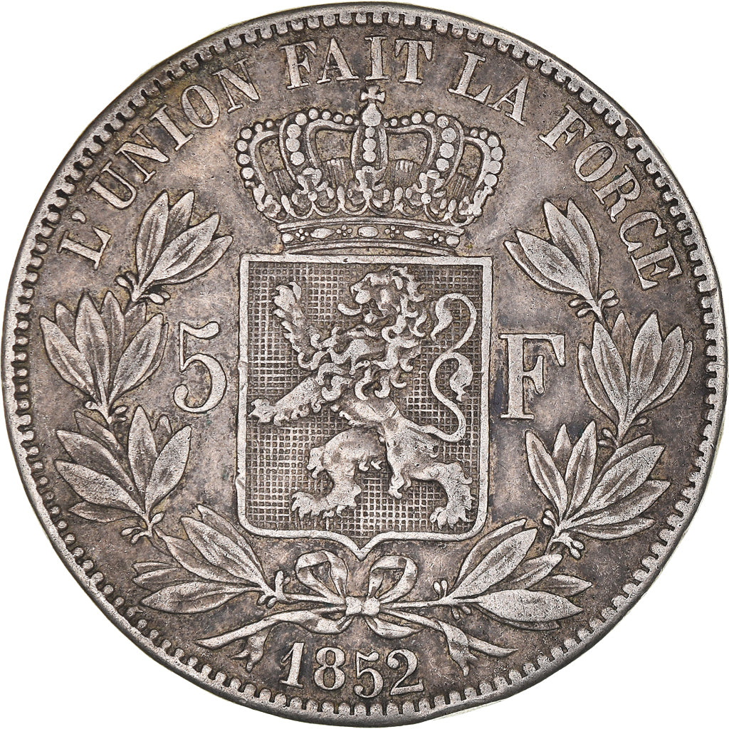 Coin, Belgium, Leopold I, 5 Francs, 5 Frank, 1852, EF(40-45), Silver, KM:17