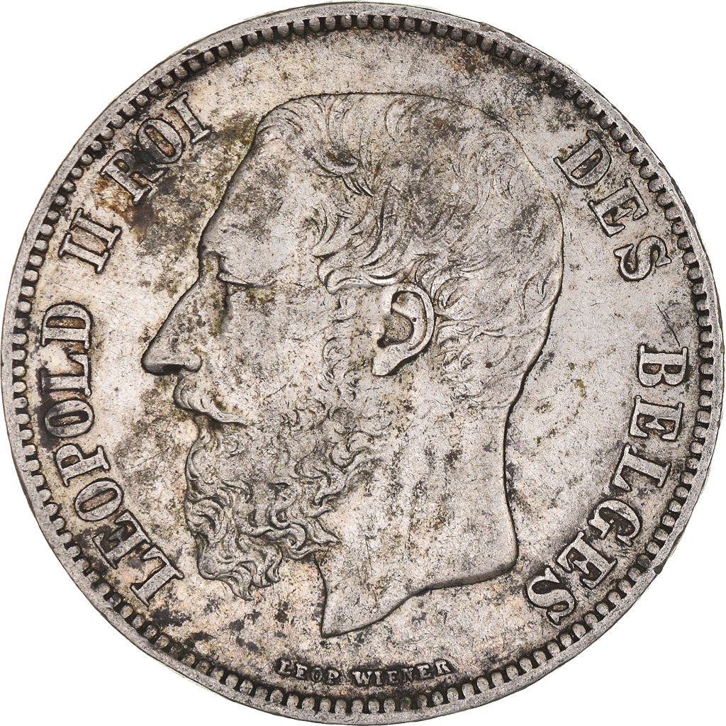 Moneta, Belgio, Leopold II, 5 Francs, 5 Frank, 1867, BB, Argento, KM:24
