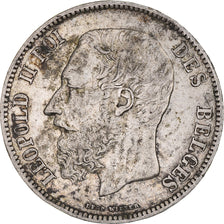 Moneta, Belgio, Leopold II, 5 Francs, 5 Frank, 1867, BB, Argento, KM:24