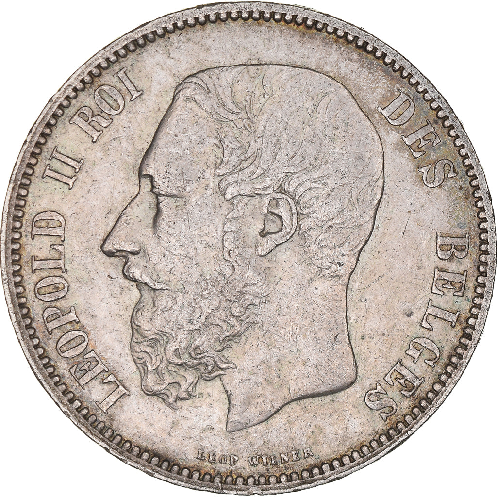 Coin, Belgium, Leopold II, 5 Francs, 5 Frank, 1875, EF(40-45), Silver, KM:24