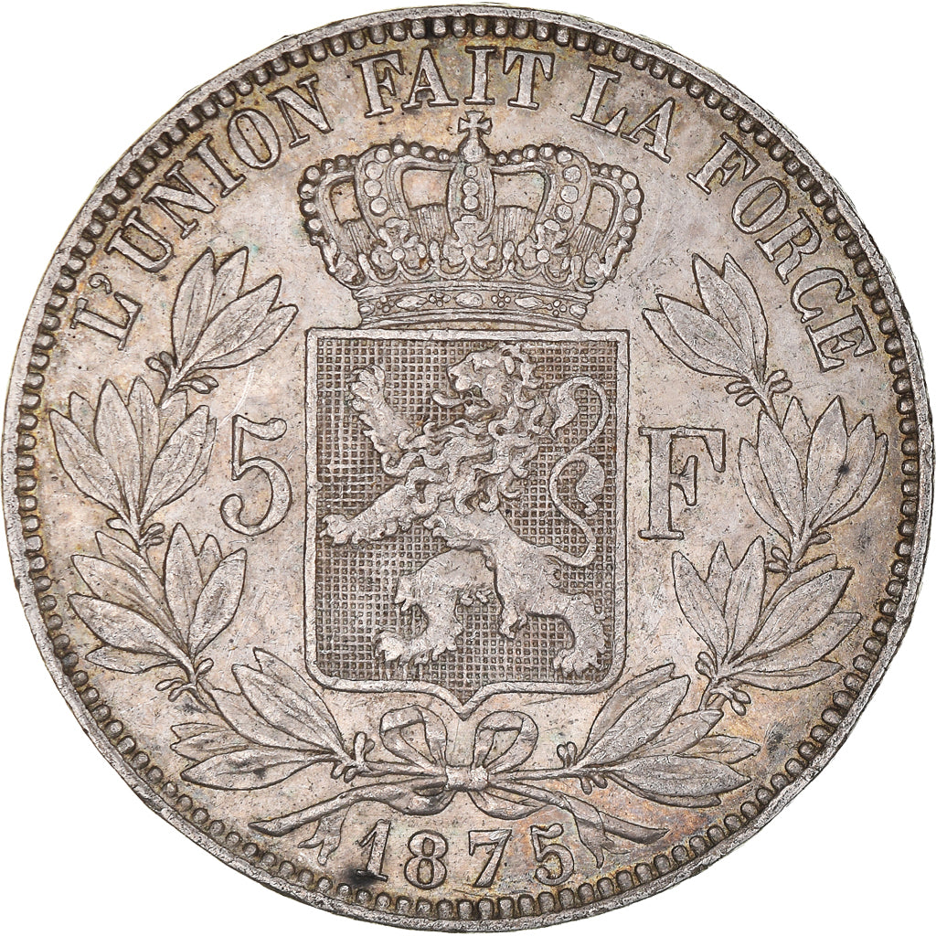 Coin, Belgium, Leopold II, 5 Francs, 5 Frank, 1875, EF(40-45), Silver, KM:24