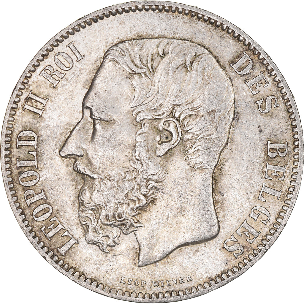 Moneta, Belgio, Leopold II, 5 Francs, 5 Frank, 1874, MB+, Argento, KM:24