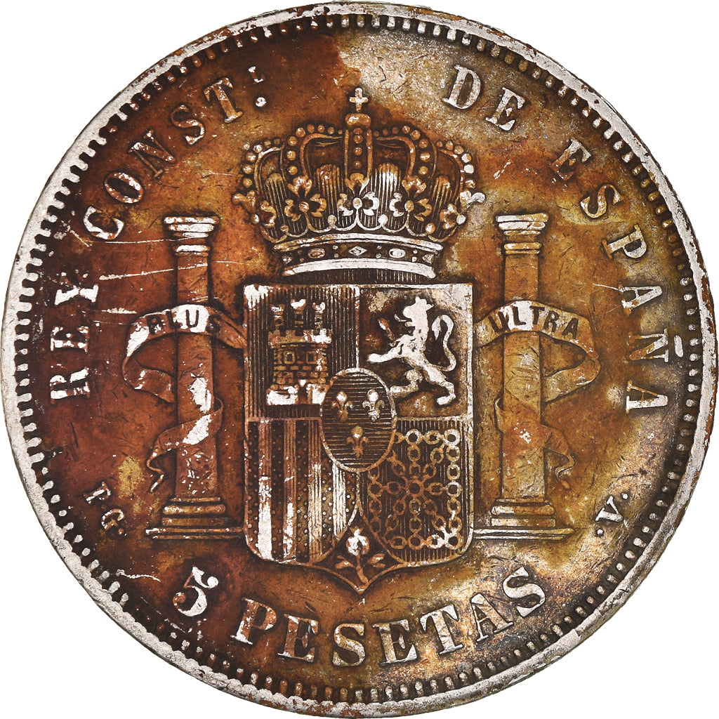 Monnaie, Espagne, Alfonso XIII, 5 Pesetas, 1894, Valencia, TB+, Argent, KM:700