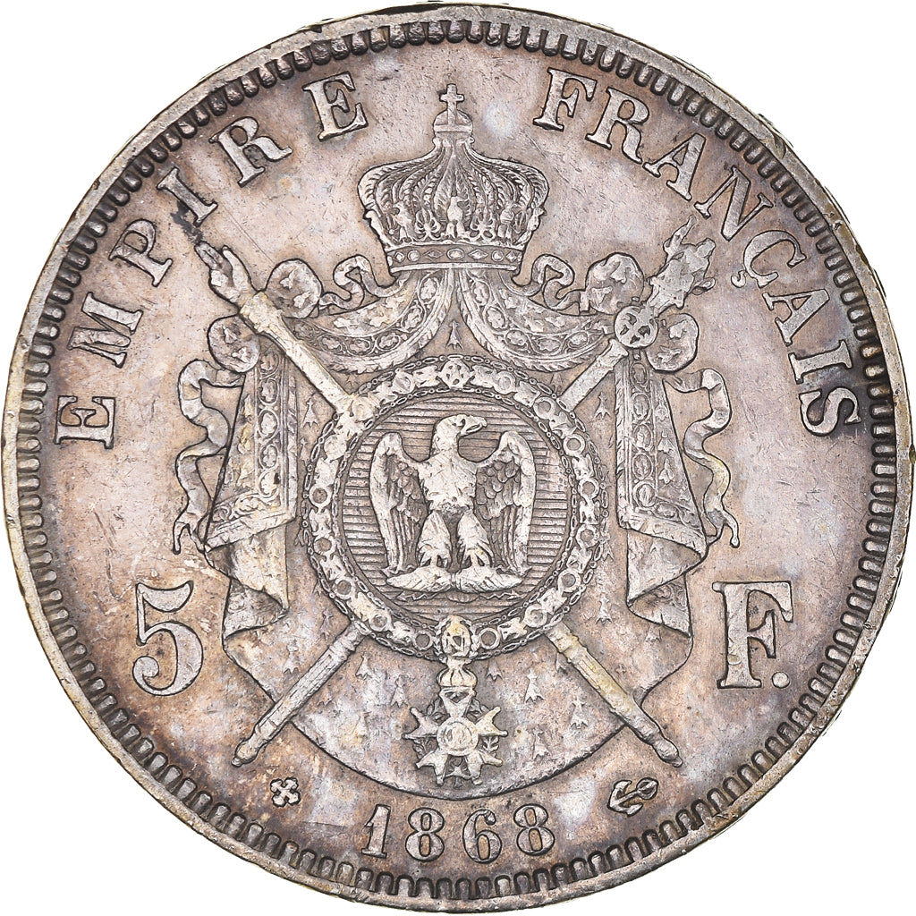 Münze, Frankreich, Napoleon III, 5 Francs, 1868, Strasbourg, SS, Silber