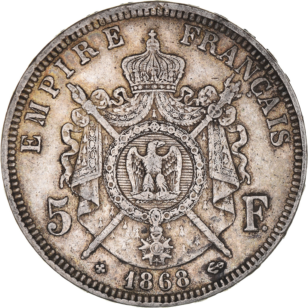 Coin, France, Napoleon III, 5 Francs, 1868, Strasbourg, EF(40-45), Silver