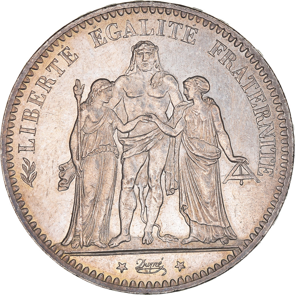 Moeda, França, Hercule, 5 Francs, 1876, Paris, MS(60-62), Prata, KM:820.1