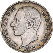 Coin, Spain, Alfonso XII, 2 Pesetas, 1882, Madrid, EF(40-45), Silver, KM:678.2