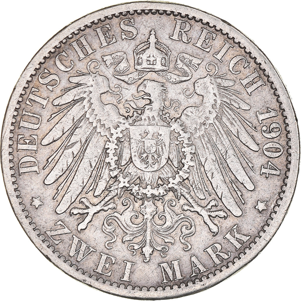Moneta, Stati tedeschi, PRUSSIA, Wilhelm II, 2 Mark, 1904, Berlin, BB, Argento