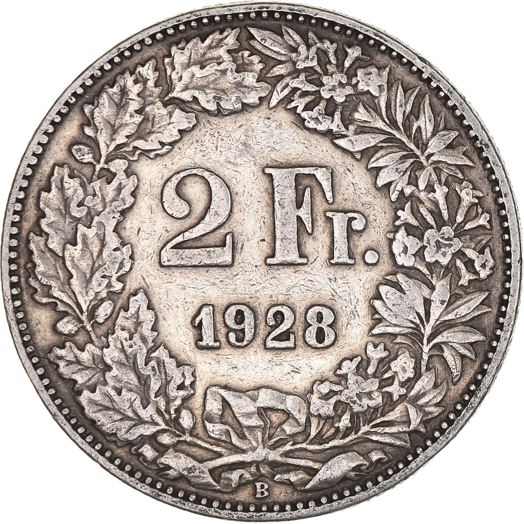 Coin, Switzerland, 2 Francs, 1928, Bern, VF(30-35), Silver, KM:21